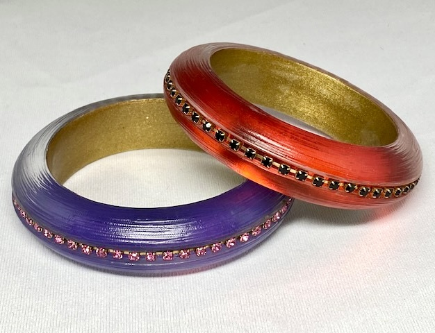 LG189 textured lucite bangles with rhinestones